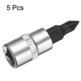 thumbnail image 3 of Uxcell 5pcs PZ1 Bit Socket 1/4" Square Drive Phillips Slotted Extension Impact Bit Power Nut Driver Set S2 & CR-V Steel Socket Ratchet Wrench Bits, Silver Black, 3 of 7