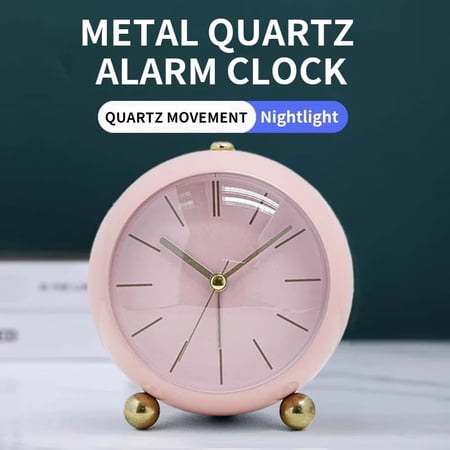 5 Inch Multicolored Compact Alarm Clock, Silent Round Metallic Bedside Clock for Bedroom Decor 5 Inch Multicolored Compact Alarm Clock, Silent Round Metallic Bedside Clock for Bedroom Decor - c