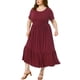 thumbnail image 4 of Vestidos de verano maxi de mujer de tallas grandes Agnes Orinda con mangas cortas y cuello redondo 3X rojo oscuro, 4 of 6
