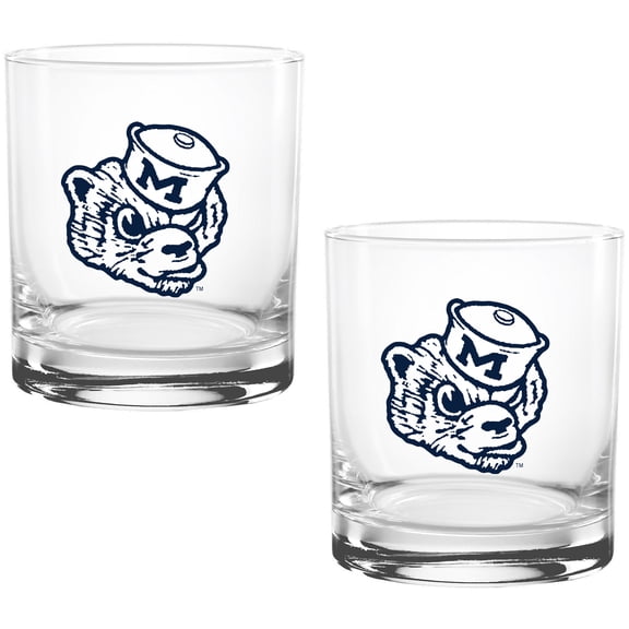 Michigan Wolverines Two Pack 14oz. Vault Sketch Rocks Glass Set