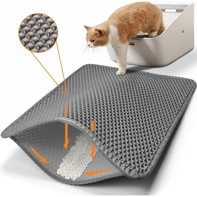 Wolfi Tapete Arena Gatos Extra Grande Panal Doble Capa Prueba Orina Agua Fácil Limpiar Gris