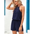 thumbnail image 5 of Summer Stylish Women's Casual Summer Short Halter Jumpsuit with Pockets Solid Color Romper, 5 of 6