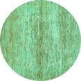 thumbnail image 1 of Ahgly Company Machine Washable Indoor Round Abstract Turquoise Blue Modern Area Rugs, 6' Round, 1 of 4