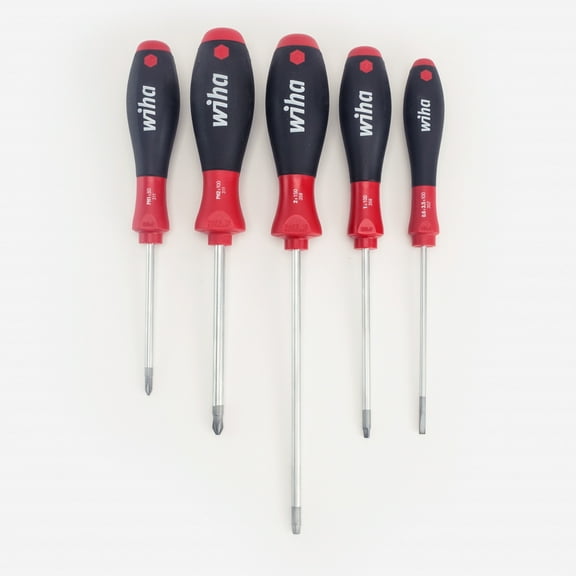 Wiha 30286 SoftFinish Slotted/Phillips/Square Screwdriver Set, 5 Pieces