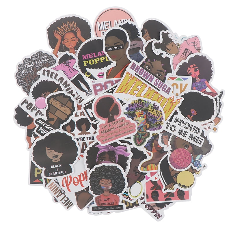 50Pcs Inspirational Melanin Poppin Black Girl Sticker DIY Luggage Laptop DeHFUK 