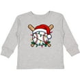 thumbnail image 3 of Inktastic Christmas Baseball Santa Hat Lights Boys or Girls Long Sleeve Toddler T-Shirt, 3 of 5