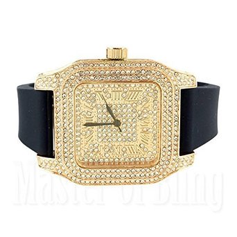 Techno Pave Watches For Men Rose Finish Lab Created Cubic...