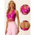 thumbnail image 2 of Top metálico con cuello Halter Allegra K Holográfico Rosa caliente XL, 2 of 6
