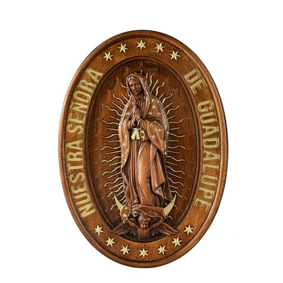 Our Lady of Guadalupe Virgin Mary Statue Oval Catholic Medal Religious Home Decor Handmade Gift