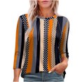 thumbnail image 2 of DDAPJ pyju Womens 3/4 Length Sleeve Tops Crewneck Pleated T-Shirts Dressy Casual Tunic Tops Boho Summer Blouse Birthday Gifts Multicolor M, 2 of 7