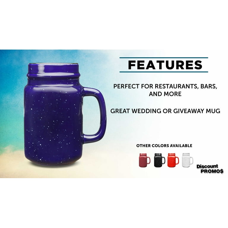 10 Savannah Speckle Ceramic Mason Jars Set, 16 oz.- Stoneware, C