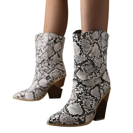 

YHIWU Boots for Women 2024 Cowboy Boots for Women Western Boot Pointed Toe Shoes Ladies Low Heel Shoes Ankle Booties Lightweight Chelsea Boots