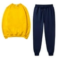 thumbnail image 2 of 2 Piece Outfits For Women Sweatshirts Sets Long Sleeve Solid Color Crew Neck Pullover Casual Sports Fall Yellow Jogger Sweat Pants Set S-3XL, 2 of 5