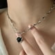 thumbnail image 5 of 2 piezas de collar de nube de flores de corazón de diamante colorido estilo dopamina accesorios para mujer, 5 of 8