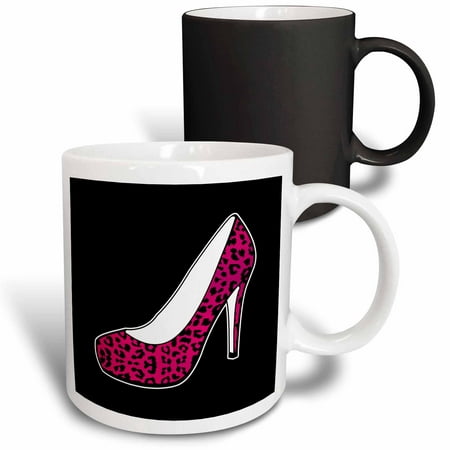 

I Love Shoes - Pink Cheetah High Heel Shoe on Black 11oz Magic Transforming Mug mug-57138-3