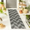 thumbnail image 3 of Nicole Miller New York Patio Country Calla Contemporary Herringbone Indoor/Outdoor Runner Area Rug, Black/Grey, 1'9"x7'2", 3 of 9
