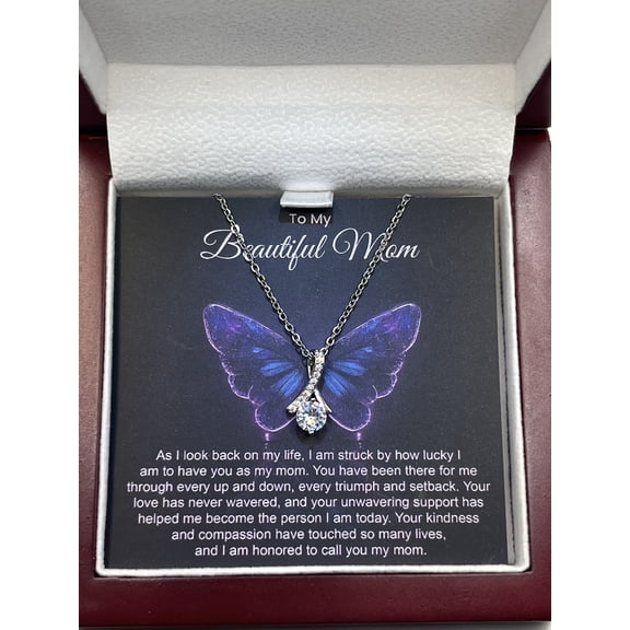 To My Beautiful Mom Mother Day Jewelry Necklace, A Meaningful Necklace Perfect For Anniversaries, Birthdays, Valentine V6969, White Alluring Necklace