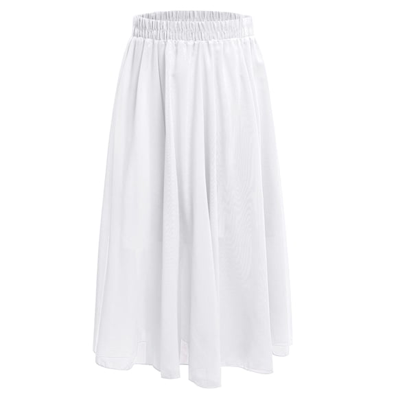 Raenseen Kids Girls Lyrical Dance Costume Full Circle Dance Skirts Latin Modern Dance Ballet Maxi Skirts White 85cm