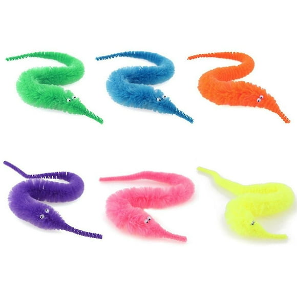 6 Pcs Fuzzy Twisty Worm Wiggle Moving Sea Horse Soft Toy Gift For Children Kids