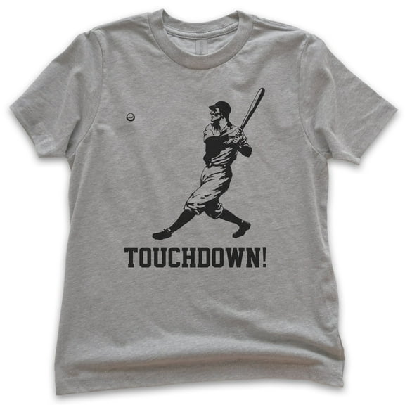 Kids Touchdown Shirt, Youth Kids Boy Girl T-Shirt, Funny Baseball T-shirt, Funny Football Ironic Sports T-shirt, Dark Heather Gray, Medium