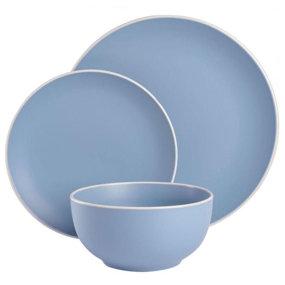 Tia Mowry Service de vaisselle en grès 12 pièces Bleu