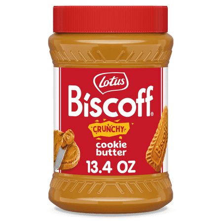 Lotus Biscoff Crunchy Cookie Butter, 13.4 oz, Nut-Free Spread, One Jar per Pack