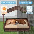 thumbnail image 3 of Dog House, Elevated Rattan Dog Bed with Canopy and Washable Cushion Cover, Indoor Outdoor Raised Pet House for Small Medium Dogs Cats, Brown, 3 of 6