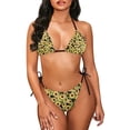 thumbnail image 2 of Suhoaziia Women Bikinis Two Piece Set Breathable Novelty Ladies Swimsuits Size L,Retro Sunflowers V-Neck Bathing Suits with Twist Front Straps for Beach Pool Travel, 2 of 6
