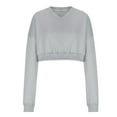 thumbnail image 5 of Annhoo Women's Workout Shirts Trendy Long Sleeve V-Neck Casual Cropped Tops Comfy Solid Color Yoga Gym Sports Pullover, 5 of 8