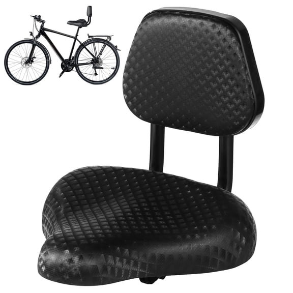 Bike Seat with Adjustable Backrest, Wide Padded Bicycle Saddle with Back Support, PU Cushion Comfort Bike Seat Replacement for Electric Bikes Tricycles Mountain Bikes, Height Adjustable Support