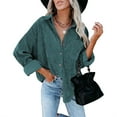 thumbnail image 3 of Camisa de mujer Qarigey Casual de pana Verde L, 3 of 6