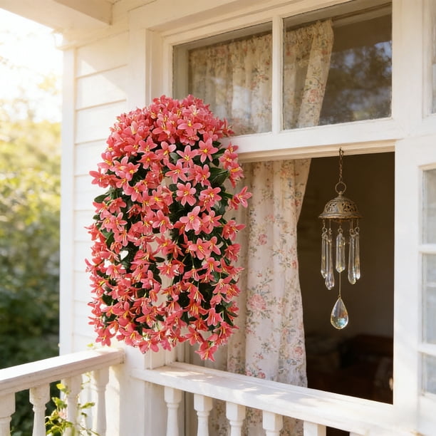 Guirnalda de lirios artificiales | Adorno de pared de flores artificiales para decoración interior y exterior | Arreglo floral de plástico para el hogar, jardín, bodas y fiestas