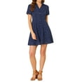 thumbnail image 5 of MODA NOVA Juniors Polka Dots Chiffon Button Front with Belt A-Line Mini Shirt Dress, 5 of 6