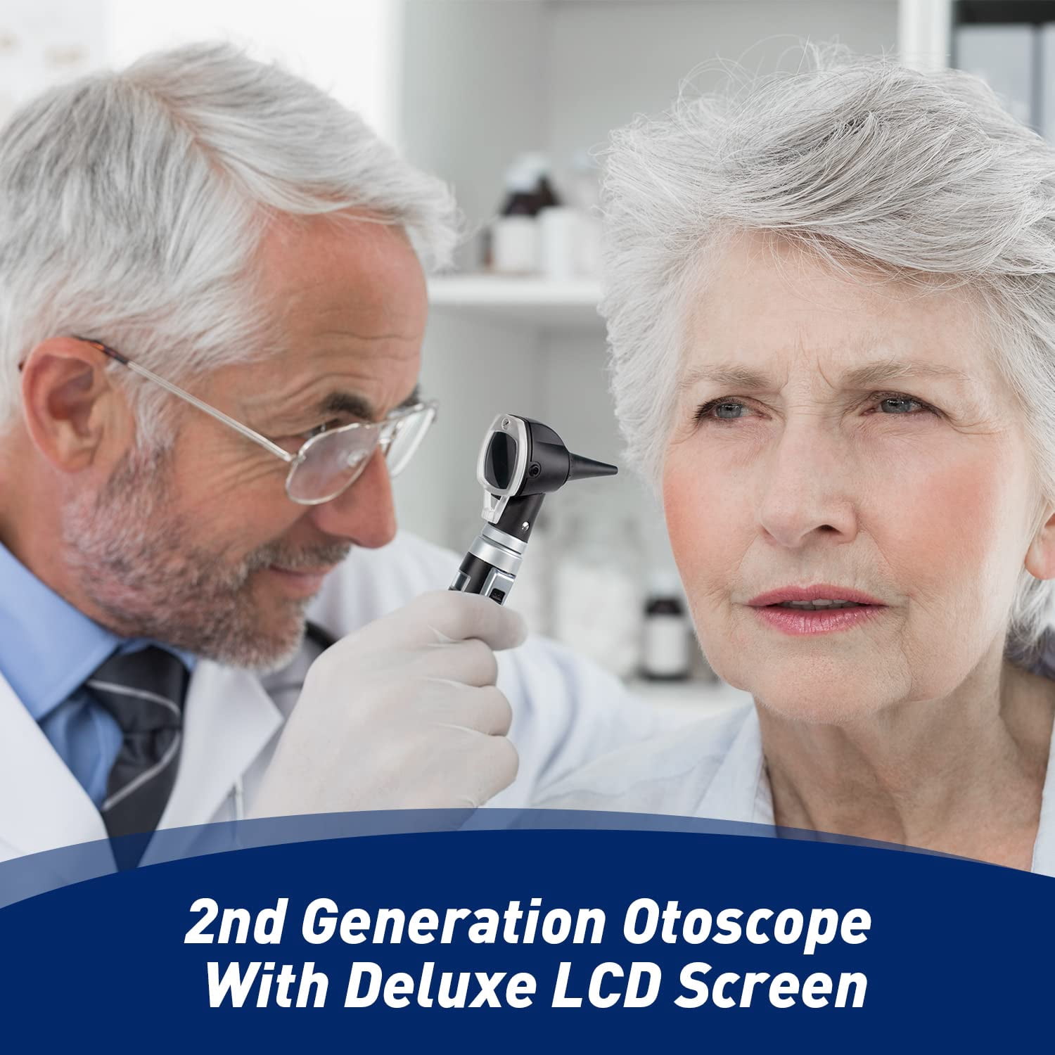 SCIAN 2nd Generation Ear Scope Otoscope with Light, Diagnostic Ear Care Tool with LCD Screen - Pocket Medical Otoscope Set for Nurse, Children, Adults, Pets(Black)