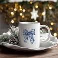 thumbnail image 5 of Chinoiserie Floral Bows Coffee Tea Mugs, Coquette Grandmillennial Bows Ceramic Coffee Mug, Vintage Blue Coffee Cup, 11oz Ceramic Cup White, 5 of 6