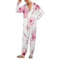 thumbnail image 5 of Pink Floral Seamless Pattern Unisex Adult Onesie Pajamas with Pockets for Women Men Hooded Loungewear, 5 of 8