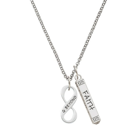 Delight Jewelry Silvertone & Beyond Infinity Sign Silvertone Believe Faith Prayer Hope Bar Charm Necklace, 23"