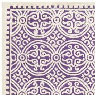 SAFAVIEH Cambridge Leslie Geometric Wool Area Rug, Purple/Ivory, 4' x 4' Square