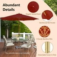 thumbnail image 3 of HAPPYGRILL 10 FT Wooden Patio Umbrella with Rope Pulley Lift, 8 Bamboo Ribs, 3 Adjustable Heights, Vented Roof, Outdoor Table Umbrella for Garden Poolside Backyard, 3 of 18