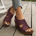 thumbnail image 3 of Womens Orthopedic Wedge Sandals Hollow out Splice Leather Adjustable Slingback Wedges Heels Casual Breathable Open Toe Walking Shoes Red Size 6, 3 of 9