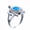 blue, variant on Vintage Turtle Ring Gold Plated Inlaid Artificial Gemstone White Fire Opal Jewelry For Women Gift Fashion Ring