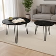 thumbnail image 2 of Homy Casa Round Nesting Coffee Table Set of 2, Faux Marble or Wood Look Top, Metal Legs, 2 of 8
