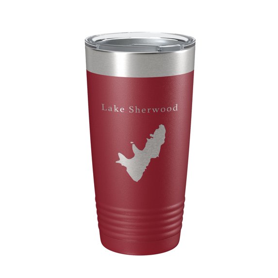 Lake Sherwood Map Tumbler Travel Mug Insulated Laser Engraved Coffee Cup West Virginia 20 oz Maroon