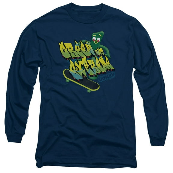 Gumby Green And Extreme Long Sleeve Adult 18/1 T-Shirt Navy