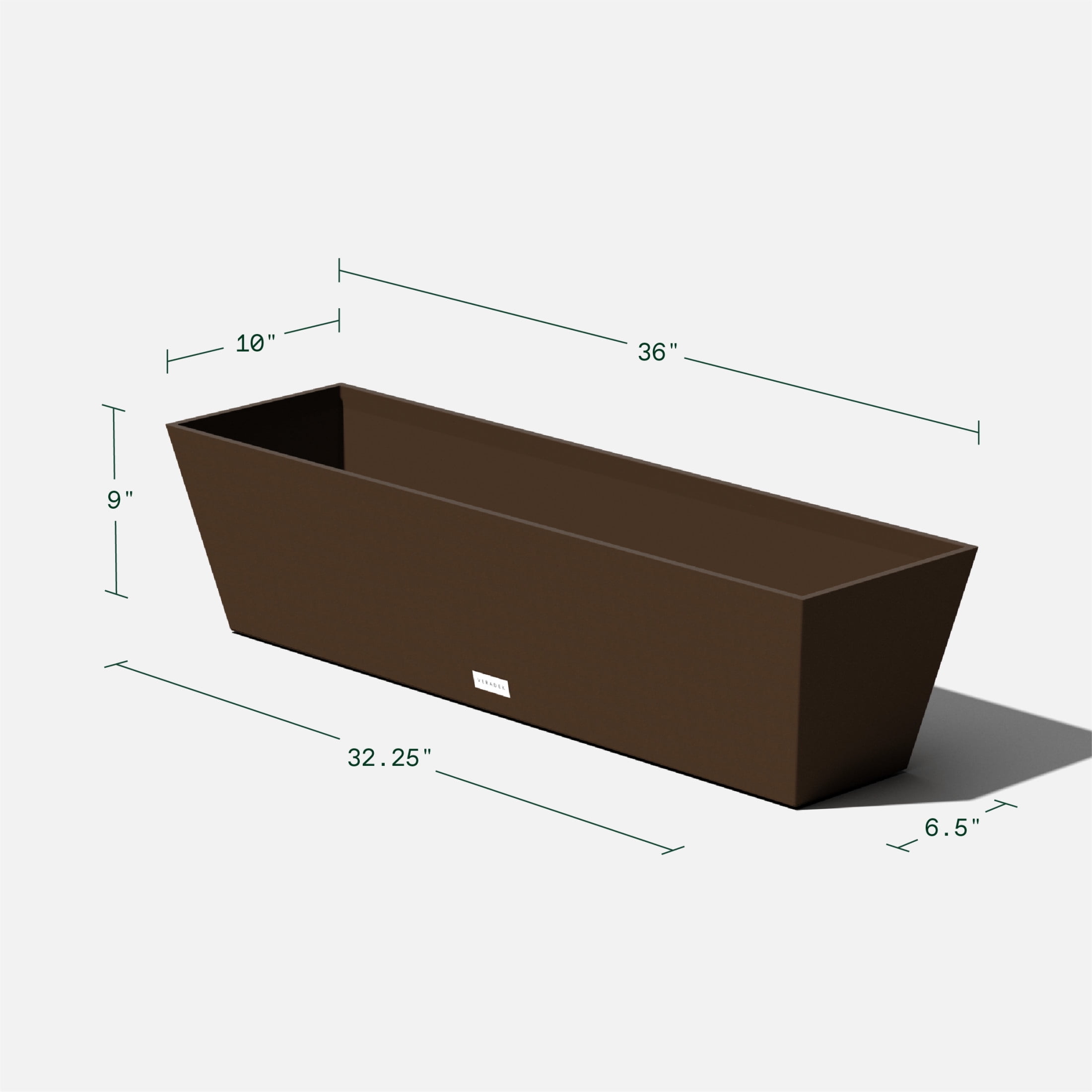 Veradek Pure Series Window Box 36" Plastic Planter - Espresso