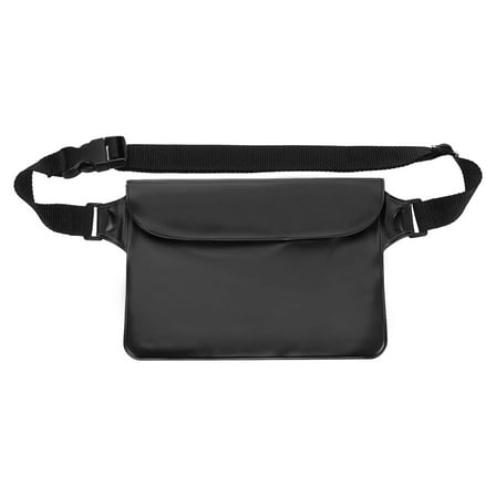 Uxcell Waterproof Pouch with Adjustable Waist Strap, Solid Black