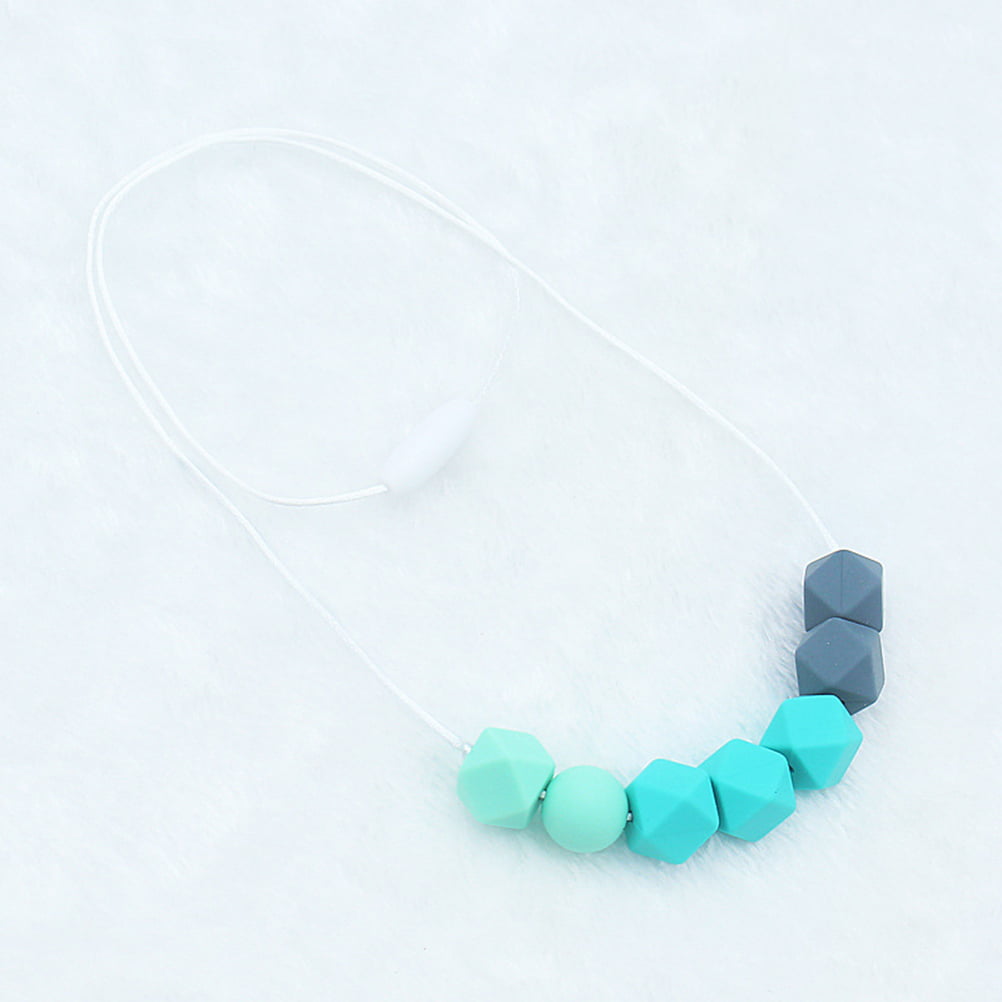 Baby Teething Necklace Chewing Hexagon Silicone Beads Sensory Jewelry BPA Free 
