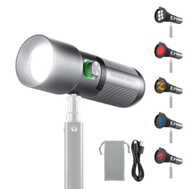 Linterna Fotográfica NEEWER BASICS RGB FL10 con 4 Colores/20 Gobo
