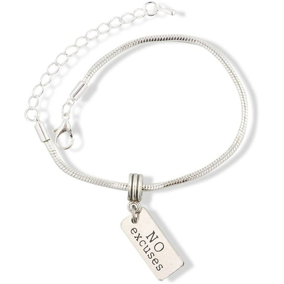 EPJ No Excuses Text Snake Chain Charm Bracelet