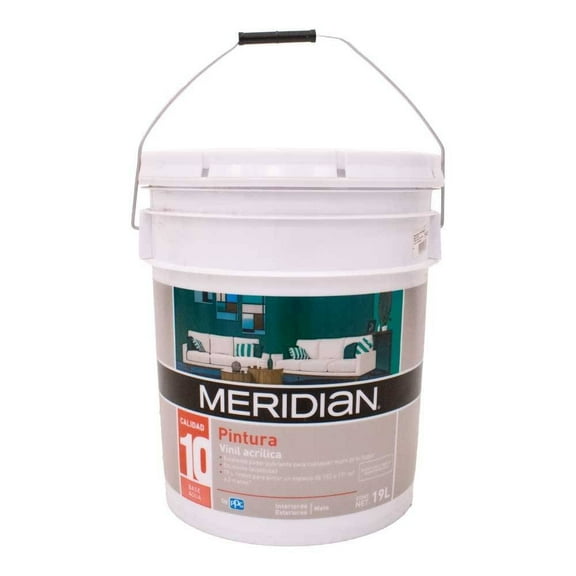 Pintura Meridian Vinil Acrílica Mate Interiores Exteriores 19 Litros